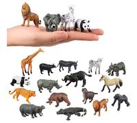 FLORMOON Lot de 16 petites figurines d'animaux sauvages réalistes pour cupcakes, jouets éducatifs, cadeau de fête d'anniversaire pour enfants et tout-petits