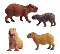 FLORMOON Lot de 4 figurines d'animaux Capybara en plastique pour projet scientifique, jouets éducatifs d'apprentissage, décoration de gâteau d'anniversaire pour enfants