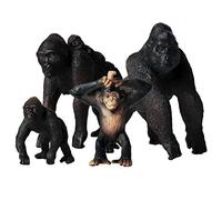 FLORMOON Lot de 4 Figurines d'animaux Modèle d'action réaliste de chimpanzé en Plastique Jouets éducatifs en Forme d'animaux Sauvages pour garçons et Filles