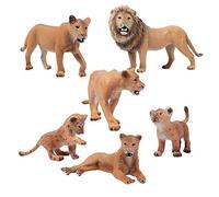 FLORMOON Lot de 6 Figurines d'animaux de Lion réalistes Modèle d'action en Plastique Animaux Sauvages Fête éducative Jouets éducatifs Cupcake Topper pour Enfants