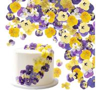 Floruvia 40 pièces 8 Types de Fleurs séchées Naturelles, pour décorer des gâteaux, mélange de pensées tricolores pour Cocktails, Artisanat créatif DIY