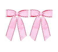 Floruvia Ensemble de 2 Pinces à Cheveux de 5 Pouces avec Clips Alligator, Barrettes en Gros-Grain Faites à la Main pour Filles et Femmes, Rose avec Rose-foncé