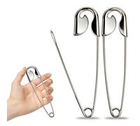 Floruvia Lot de 2 Grandes Épingles de Sécurité Métalliques, Épingles de Sécurité Jumbo Argentées pour Linge, Couvertures, Porte-clés, Extérieur (14cm/5.5in)