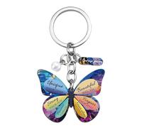 Floruvia Porte-clés Papillon Violet pour Femmes, Porte-clés chrétien comme Cadeau inspirant de Foi et de Bible, Accessoires Religieux pour amies, Filles et mères pour Un Anniversaire