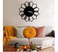 Florya Horloge Murale en Métal Horloge Vintage noire et ronde en métal 50cm