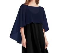 florynova Cape châle en mousseline de soie pour robe de mariée élégante pour banquet, bleu marine, taille unique