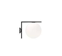Flos Applique murale IC Lights Ceiling/Wall 2 en laiton chromé et verre opale Noir 60 W Dimensions du support : 38,1 x 11 cm Diamètre de la boule : 30 cm