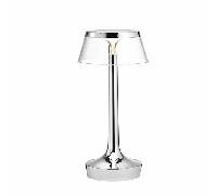Flos Bon Jour Unplugged Bordlampe Krom Krop Og Transparent Skærm