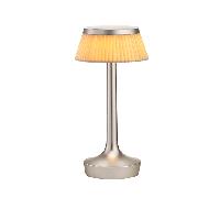 Flos Bon Jour Unplugged Bordlampe Mat Krom Krop Og Stof Skærm