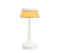 Flos Bon Jour Unplugged Lampe à Poser Corps Blanc et Abat-jour Jour en Tissu