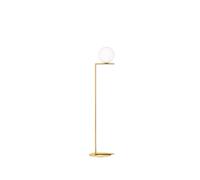 Flos Lampadaire IC Lights F1, laiton brossé, opale, H 135 cm Ø 20 cm