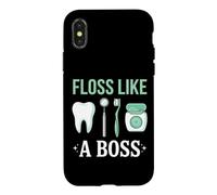Floss Like A Boss Funny Dentaire Assistant Dentiste Dentiste Dentiste Coque pour iPhone X/XS