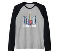 Floss Rock and Roll Dentiste Dentaire Bureau Humour Musique Manche Raglan