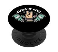 Floss Rock and Roll Dentiste Dentaire Bureau Humour Musique PopSockets PopGrip Adhésif