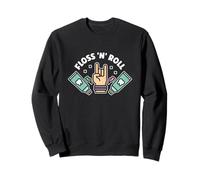 Floss Rock and Roll Dentiste Dentaire Bureau Humour Musique Sweatshirt