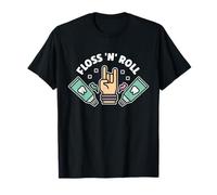 Floss Rock and Roll Dentiste Dentaire Bureau Humour Musique T-Shirt
