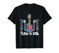 Floss Rock and Roll Dentiste Dentaire Bureau Humour Musique T-Shirt