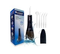 FLOSSDOC Kit de nettoyage des dents portable - Réservoir extra large de 400 ml, design étanche IPX8, cure-dents avec 5 modes, nettoyeur de dents sans fil et rechargeable - Noir
