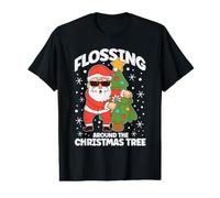 Flossing Around The Christmas Tree Lights Père Noël Noël T-Shirt Graphique avec Valeur