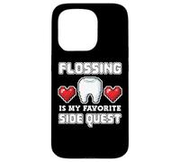 Flossing Side Quest Floss Dentiste Dentaire Pixel Art Gamer Coque pour iPhone 15 Pro