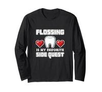 Flossing Side Quest Floss Dentiste Dentaire Pixel Art Gamer Manche Longue