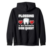 Flossing Side Quest Floss Dentiste Dentaire Pixel Art Gamer Sweat à Capuche