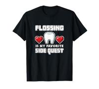 Flossing Side Quest Floss Dentiste Dentaire Pixel Art Gamer T-Shirt