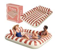 Flotea® Bouée Piscine Gonflable Adulte XXL 2 Places Beige & Terracotta | Matelas Flottant avec Coussins et Porte-Gobelets Intégrés | PVC 215 x 148 cm | Piscine, Plage, Mer | Original Corner