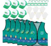 Flotory Lot de 24 costumes de gestion des déchets pour enfants - Gilet poubelle - Chapeau - Gants - Carte d'identité - Pour cosplay, carrière
