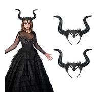 FLOTRUTE Costume d'Halloween pour femme Serre-tête Cornes Luxe Halloween noir gothique cornes Déguisement Halloween Evil Queen Casquette de sorcière en latex,2 Pcs Démon Serre-tête Cornes Reine