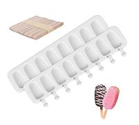 FLOTRUTE Silicone Moule à Crème Glacée, 2 Pcs 8 Cavités, Réutilisables Popsicle Moule, Magnum Cake, Moule Magnum Cake, Moule à Glace en Silicone, Transparent, 2 Pcs 50 Bâtonnets à Glace Inclus