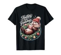 Flottant à Travers Les Vacances Mignon Loutre de Noël T-Shirt