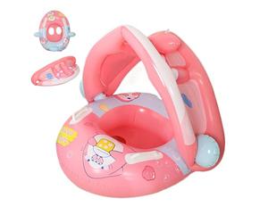 Flottant Avec Couvercle,Flottant Piscine Avec Protection Solaire - Anneau Aquatique Gonflable Avec Siège D'été Plage Bain D'été Vacances