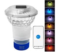 Flottant Pour Comprimés De Chlore - Distributeur De Piscine À Énergie Solaire 6,5x9,25x7,48 Pouces, Dispositif De Libération Chimique Réglable, Chlorateur LED Flottant | Pour Usage Extérieur