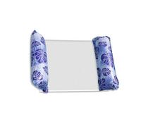 Flottante Fauteuil de Piscine Tanning Pool Hamac Flottant Pliable Et Portable avec Dossier en Filet Matelas Gonflable Rayé pour Piscine Plage Sports(Dark Blue Leaves)