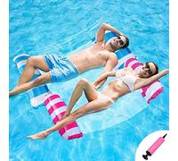 Flottantes Hamac 2 Pièces，Hamac Matelas Gonflable Piscine 4-en-1 Flotteur Hamac d'eau Multi-Usage Pliable Flottantes Flotteur Ultraléger Piscine Chaise Longue Gonflable pour Adultes Plage Partie