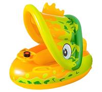 Flotteur De Baignade Enfant - Anneau de Bain Flottant pour Enfant avec Toile Anti-UV - Radeau Bateau Klaxon et Volant pour Jeux d'eau en Été