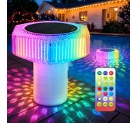 Flotteur de chlore de piscine amélioré 2 en 1 avec lumières colorées, distributeur de chlore flottant avec télécommande de 7,6 cm pour piscine, étang, jardin, fête