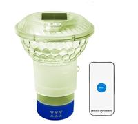 Flotteur de chlore solaire - Distributeur de tablettes de chlore télécommandées avec mécanisme d'ouverture facile et réglable - Lumière LED colorée | Décorations d'extérieur fonctionnelles pour