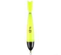 Flotteur de pêche en mer lumineux avec queue de fusée aérodynamique pour plus de précision, grand ventre pour plus de stabilité, visibilité lumineuse, matériau ABS, jaune fluo, 13 cm (14,5 cm, poids