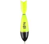 Flotteur de pêche en mer lumineux avec queue de fusée aérodynamique pour plus de précision, grand ventre pour plus de stabilité, visibilité lumineuse, matériau ABS, jaune fluo, 13 cm (11 cm, poids 5 g