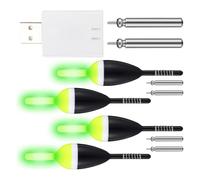 Flotteur de pêche fluorescent avec batterie et chargeurs | Flotteur Bobber avec longue durée de fonctionnement, accessoires de charge pour les conditions de faible luminosité et la