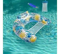 Flotteur de piscine de qualité supérieure pour adultes - Chaise gonflable confortable avec porte-gobelets et appui-tête - Indispensable pour les fêtes d'été à la piscine - Jaune