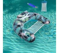 Flotteur de piscine de qualité supérieure pour adultes - Chaise gonflable confortable avec porte-gobelets et appuie-tête, essentiel pour les fêtes d'été à la piscine, bleu