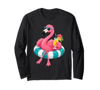 Flotteur de Piscine Flamant Rose Cocktail croisière Tropicale Manche Longue