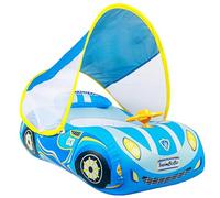 Flotteur de piscine gonflable pour bébé avec siège pare-soleil pour bébé de 1 à 4 ans, bouée de piscine gonflable pour bébé garçon de 12 à 48 mois (voiture bleue)