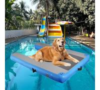 Flotteur de piscine gonflable pour chien avec plateforme de quai et rampe pour animaux de compagnie, ponton en PVC imperméable pour un accès facile à la natation, jouet d'eau stable et durable pour