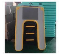 Flotteur de piscine gonflable pour chien, échelle d'escalade d'eau, rampe de bateau pliable et portable pour chiens jusqu'à 60 kg avec pompe et corde de traction