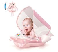 Flotteur gonflable licorne pour bébé avec auvent de 3 à 6 à 12 mois pour bébé fille et tout-petit - Bouée de piscine pour bébé - Siège gonflable pour bébé - Avec auvent d'ombrage - Pour 6-12-18-36