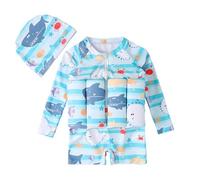 Flotteur Maillot de Bain Bébé Protection Solaire UV Combinaison à Flottabilité Confortable Float Une Pièce Maillot de Bain avec Zippé Natation Débutant Combinaison pour Bébé Fille et Garçon